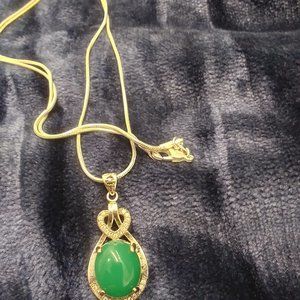 Camacho Emerald necklace with diamond accents on a sterling silver chain